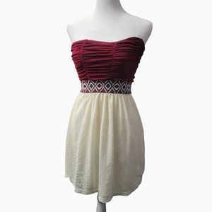 Red and Cream Sleeveless Summer Dress